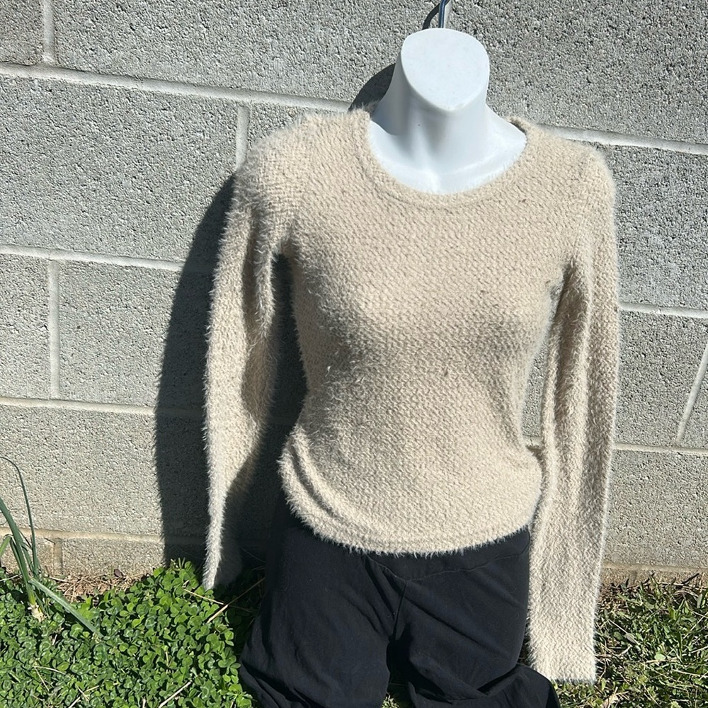 SHEIN Cream Crew Neck Sweater Soft Texture